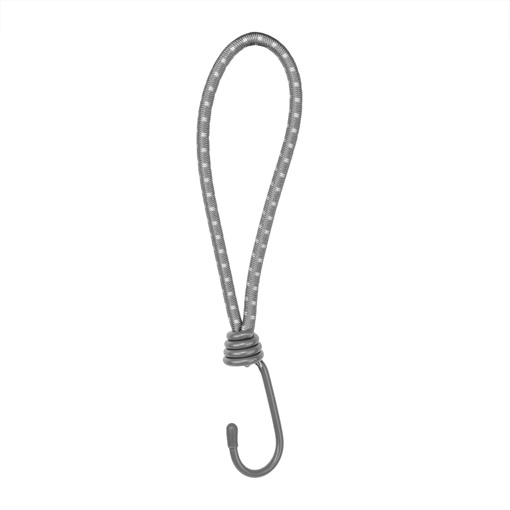 BUNGEE CORD HOOK guma elastyczna 0,6x20cm, hak stal, gray / BLISTER | BCH4-0620GY-B