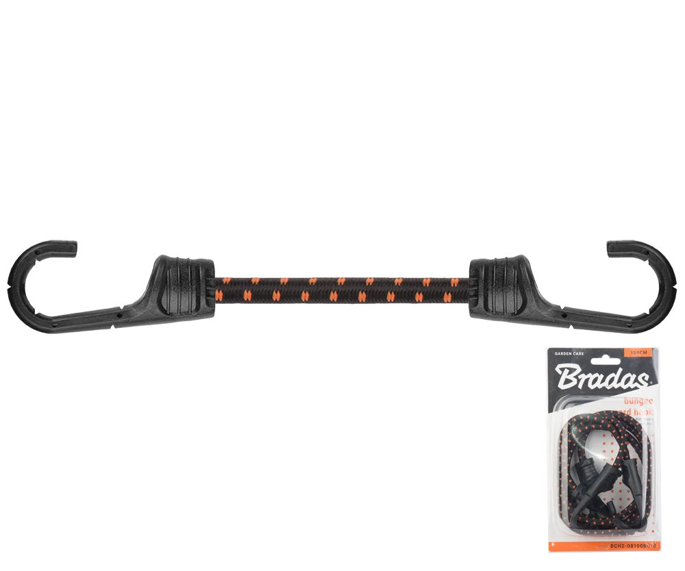 Guma elastyczna z hakiem metalowym pokrytym PVC BUNGEE CORD HOOK 2szt. x 100cm | BCH2-08100BC-B