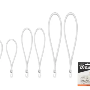 Zestaw gum z hakiem PVC BUNGEE CORD HOOK 2x18cm / 2x25cm / 2x40cm, Średnica 4mm | BCH3-04SET1WH-B