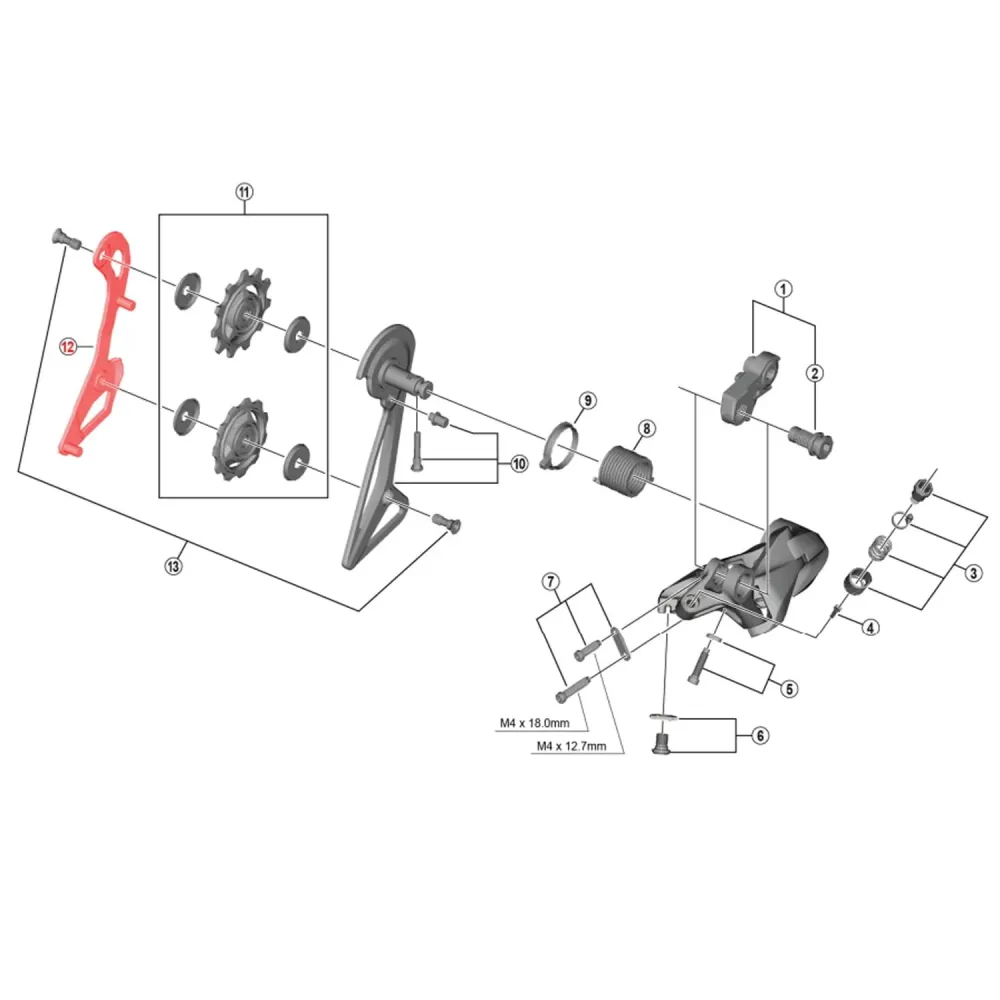 Krótki wewnętrzny koszyk przerzutki tylnej SHIMANO DURA-ACE RD-R9100-SS