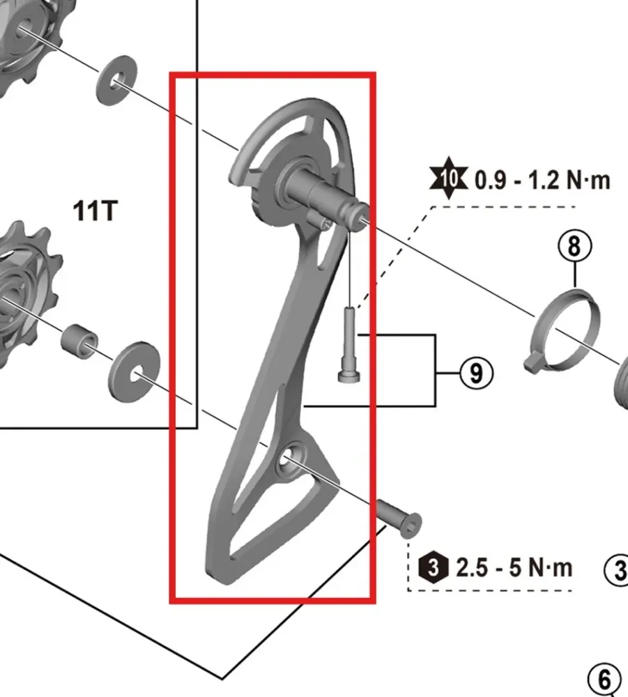 Zewnętrzny koszyk przerzutki tylnej i śruba SHIMANO RD-R7100