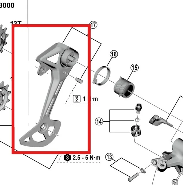 Zewnętrzny koszyk przerzutki tylnej GS SHIMANO CUES U8000/U6000
