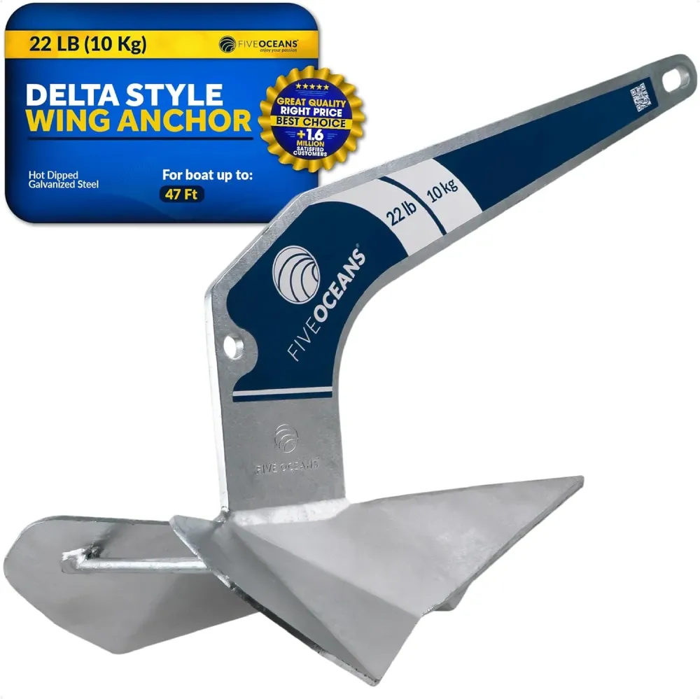 Pięć oceanów 22 funty Delta Style Wing Calwanizowana kotwica łodzi