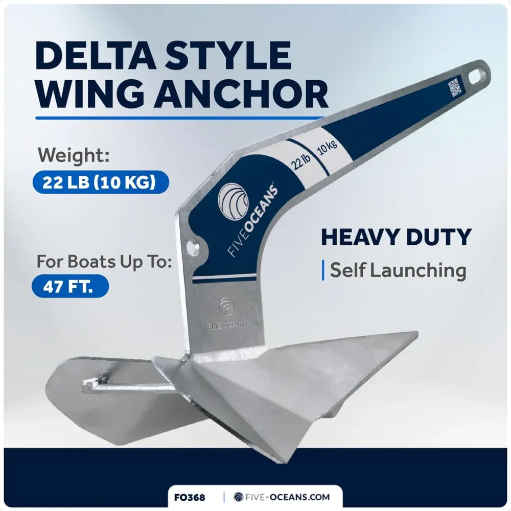 Pięć oceanów 22 funty Delta Style Wing Calwanizowana kotwica łodzi
