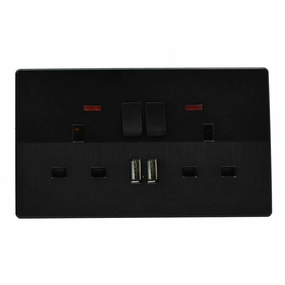 Black Double Plug Sockets 13 ~2526 LEDSone UK Ltd