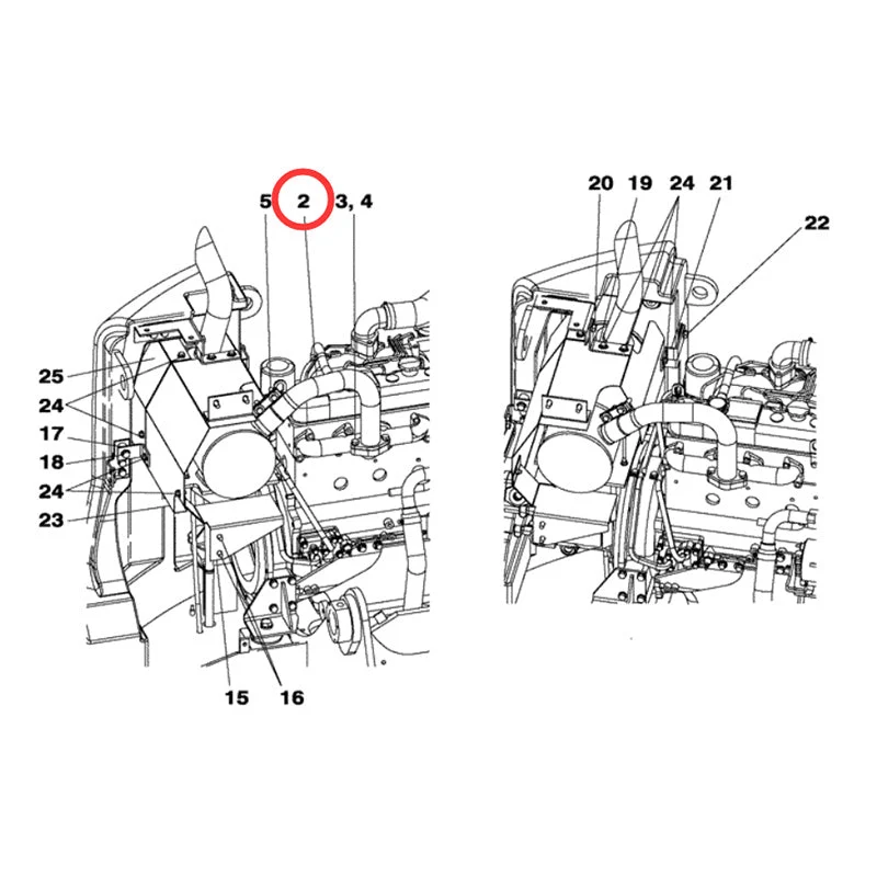 Rura wydechowa tłumika KAH1355 Pasuje do koparki CASE CX75SR CX80