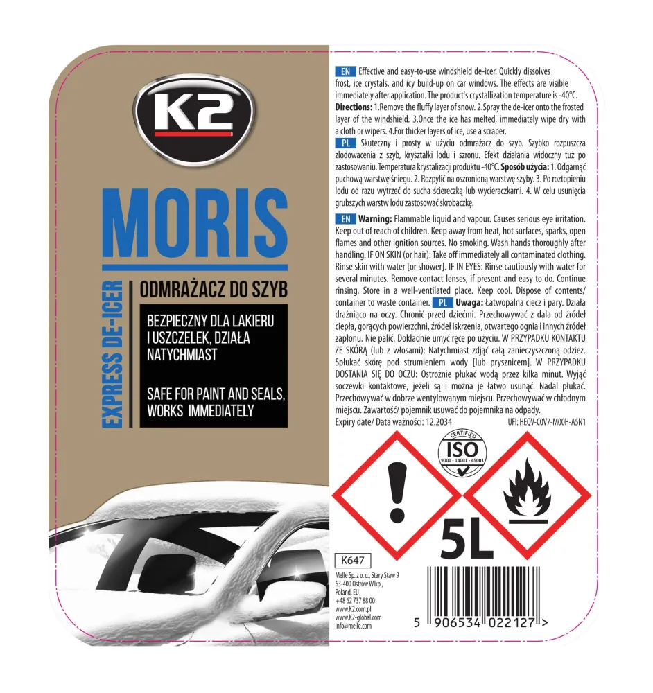 K2 Odmrażacz do szyb -40 MORIS 5L