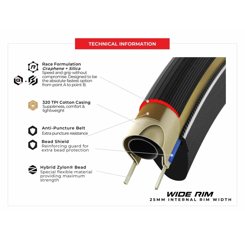 Opona VITTORIA CORSA PRO WIDE Graphene G2.0 700c Tubeless Ready Beige