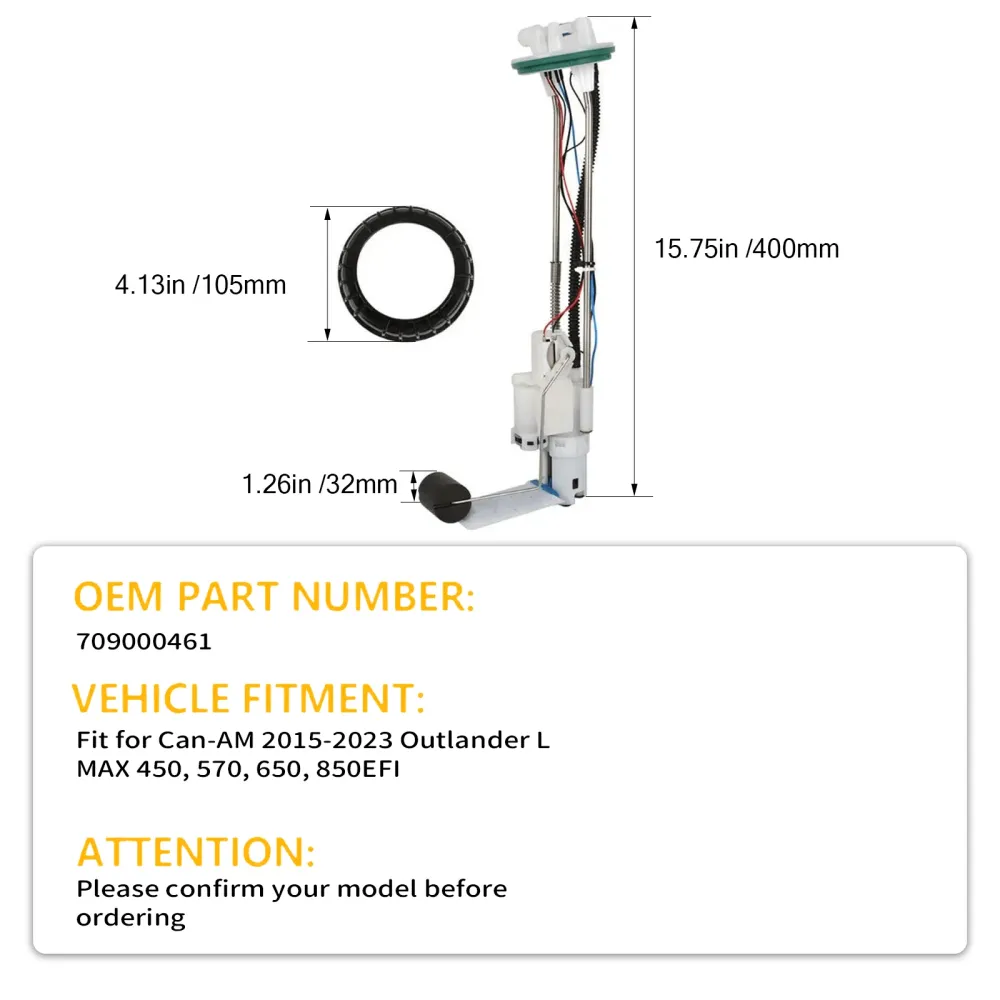 Zespół pompy paliwa 709000461 pasuje do Can-AM 2015-2023 Outlander L MAX 450 570 650 850EFI