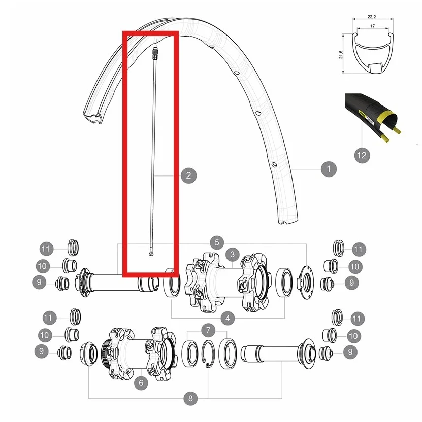 Zestaw 12 przednich szprych MAVIC KSYRIUM PRO ALLROAD 291,5 mm