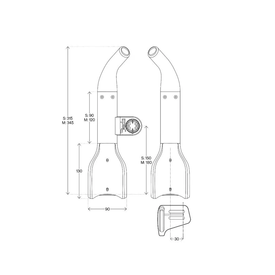 Przedłużenie kierownicy DEDA JET2 HYDRO Alu 345mm rozmiar M do Sram Blips