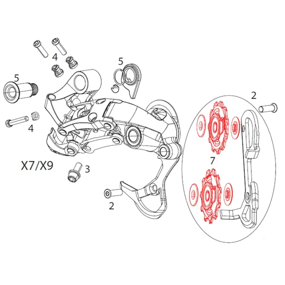 Przerzutka tylna SRAM X9/X /GX typ 2, tryby 2x10V (x2)