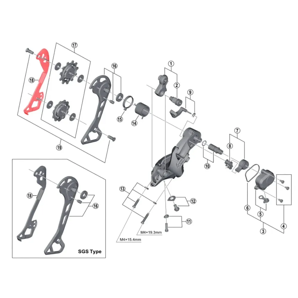 Średni koszyk wewnętrzny do przerzutki tylnej SHIMANO XT M8000 GS