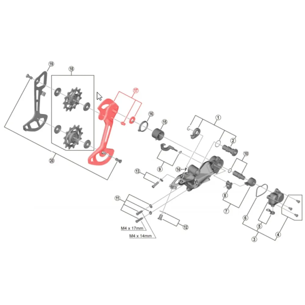 Zewnętrzny długi koszyk przerzutki tylnej SHIMANO XTR M9120 SGS 12V