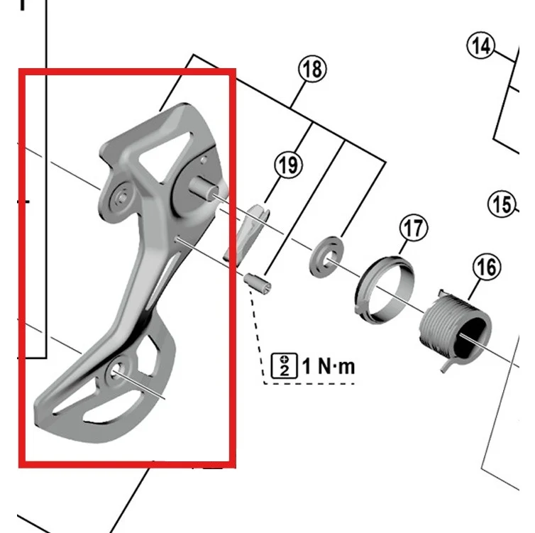 Zewnętrzny koszyk przerzutki tylnej SHIMANO GS RD-M8100RX822