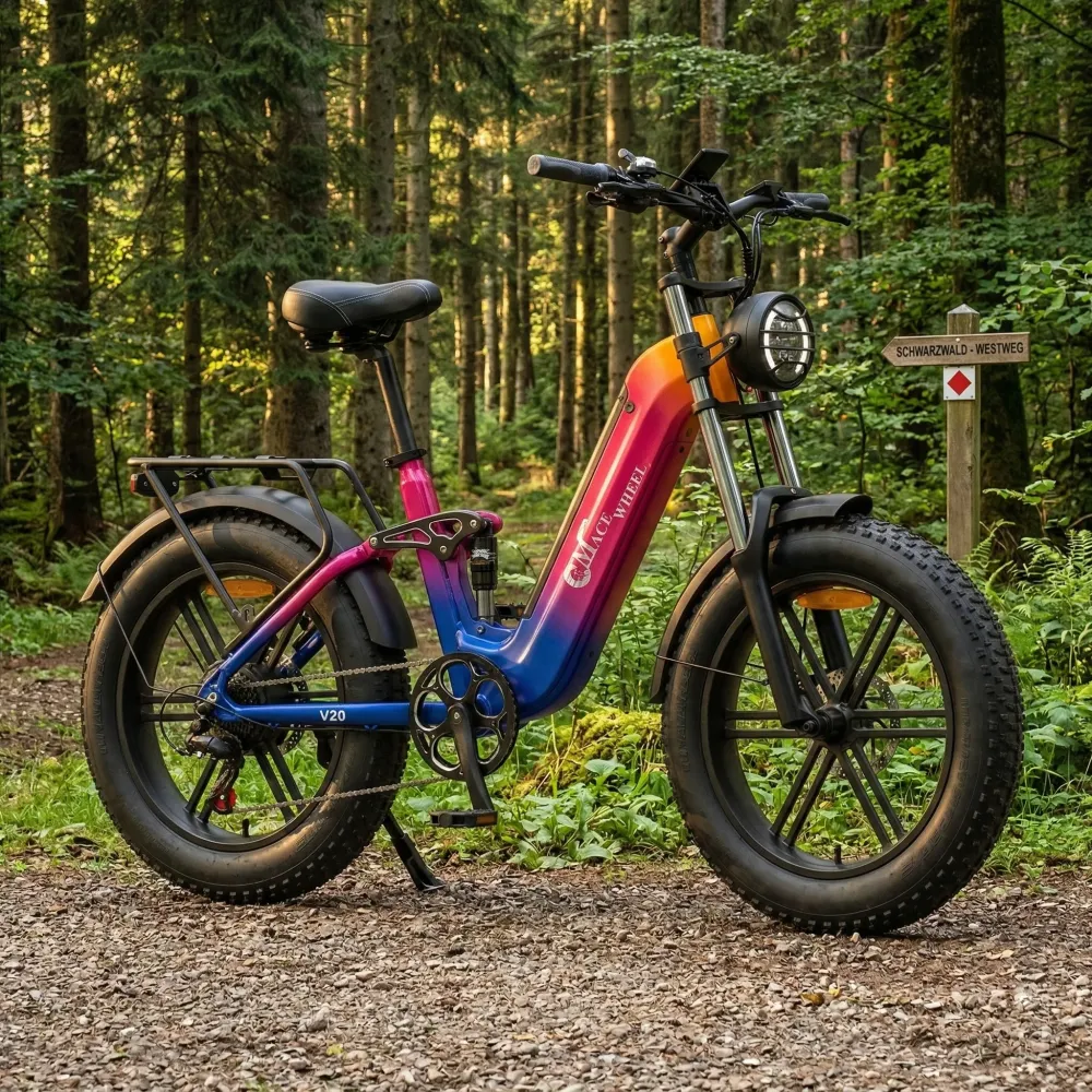 CMACEWHEEL V20 750W 20" Fat Bike 960Wh Elektryczny rower górski z pełnym zawieszeniem, czujnikiem momentu obrotowego i bat...