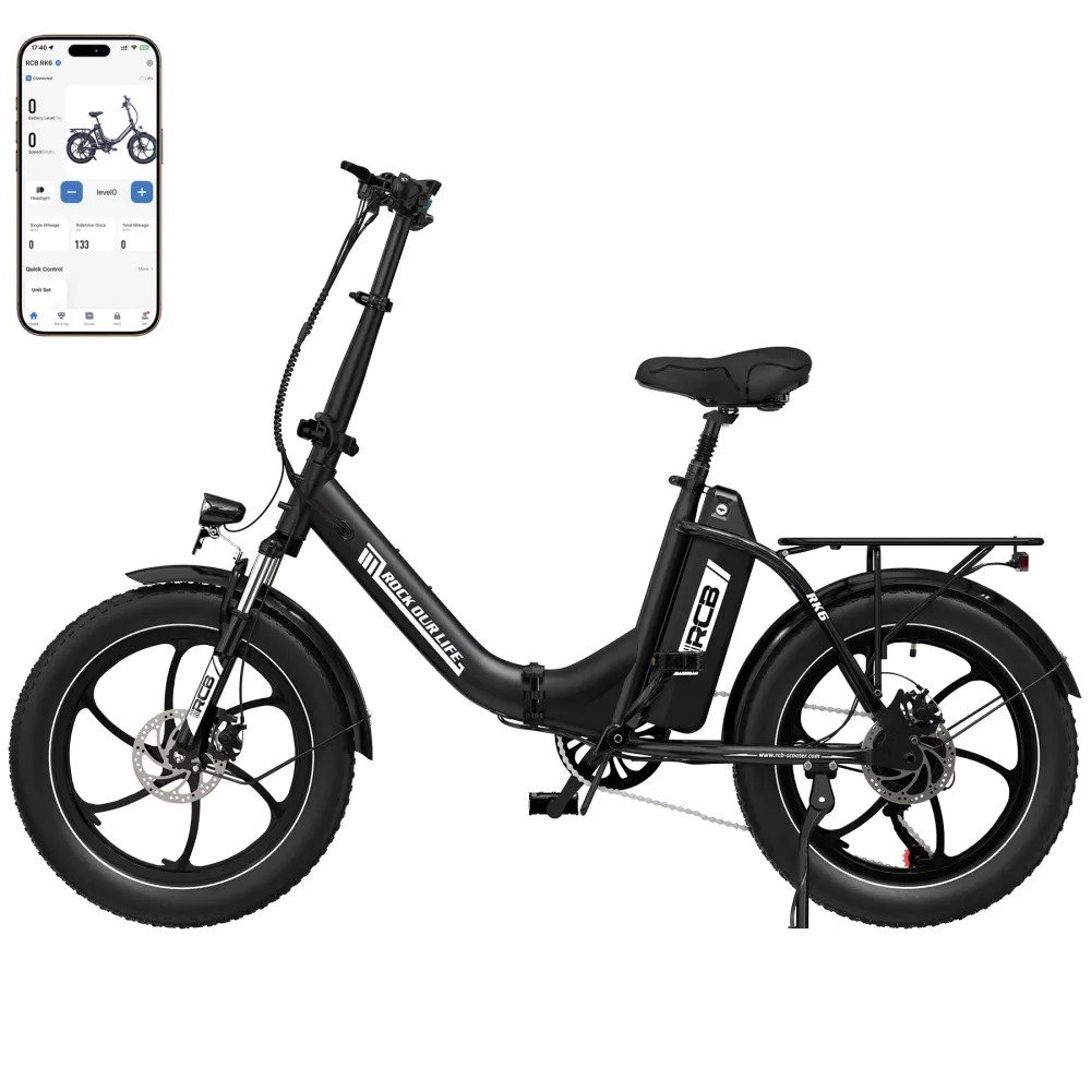 Składany rower elektryczny RCB RK6 z grubymi oponami (RCB APP E BIKE) RCB-EU