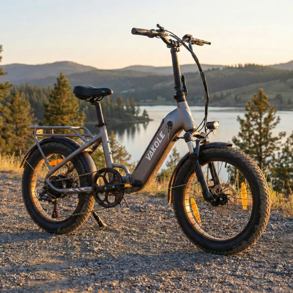 Vakole VT4 wersja 2025, składany rower elektryczny 20" 250W, kompaktowy rower miejski z baterią 36V 13Ah 468Wh