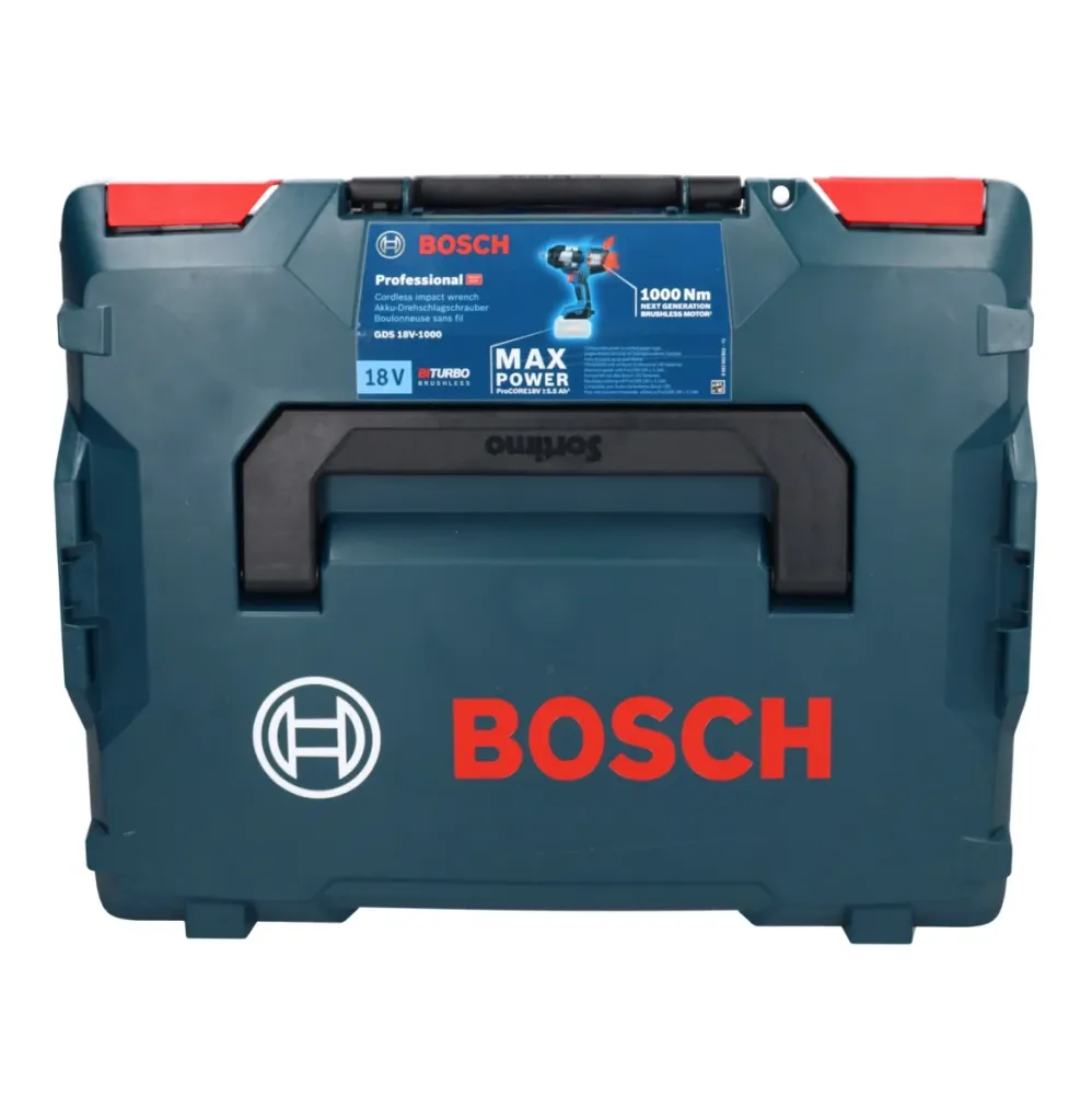 Bosch GDS 18V-1000 Profesjonalny akumulatorowy klucz udarowy 18 V 1000 Nm BITURBO Brushless + L-Boxx ( 06019J8301 ) - bez...