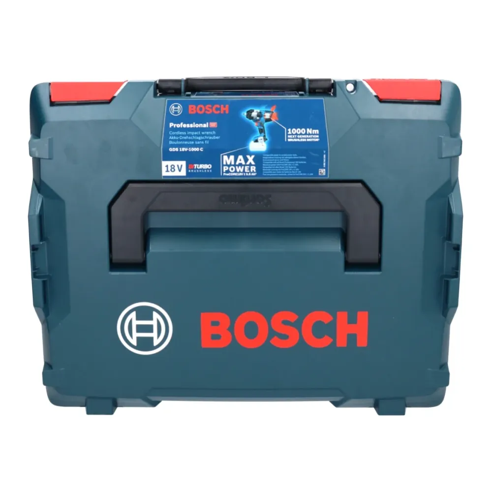Bosch GDS 18V-1000 C Profesjonalny akumulatorowy klucz udarowy 18 V 1000 Nm BITURBO Brushless + moduł Bluetooth GCY 42 + L...