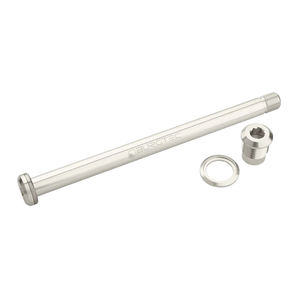 Oś tylnego koł BURGTEC 174 mm do ramy Yeti srebrna