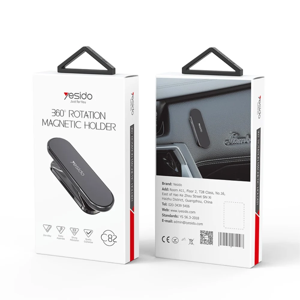 Obrotowy magnetyczny uchwyt samochodowy na telefon YESIDO - Dark Grey