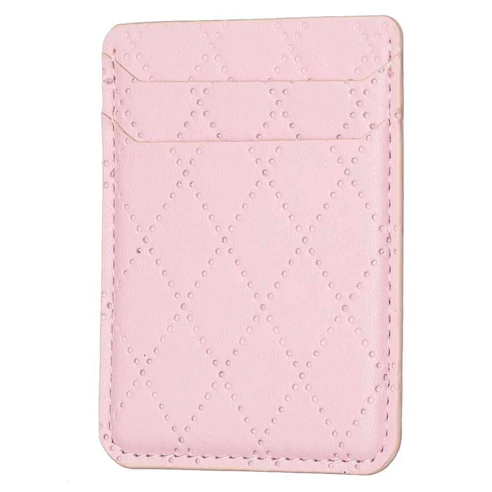 Uniwersalne skórzane etui na karty w kształcie rombu - Pink