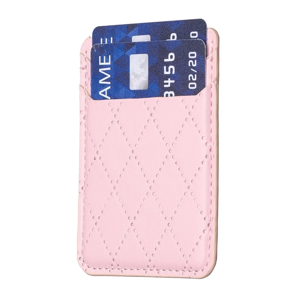 Uniwersalne skórzane etui na karty w kształcie rombu - Pink