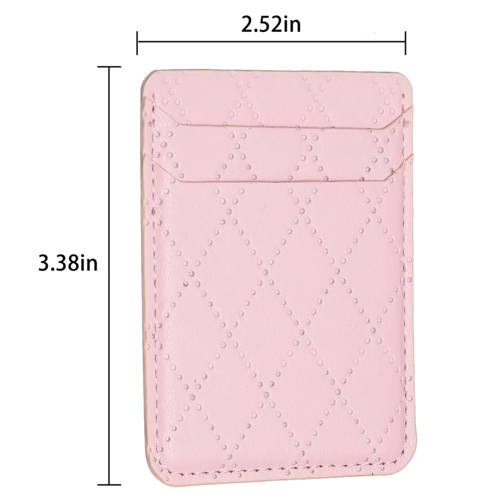 Uniwersalne skórzane etui na karty w kształcie rombu - Pink