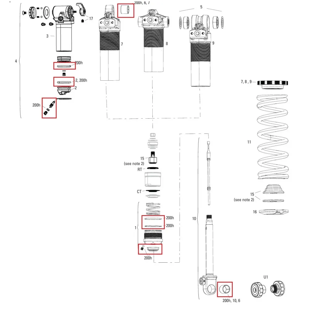 Zestaw konserwacyjny 200 godzin/rok ROCKSHOX SUPER DELUXE COIL B1 (2023+)/DELUXE COIL B1 (2023+)