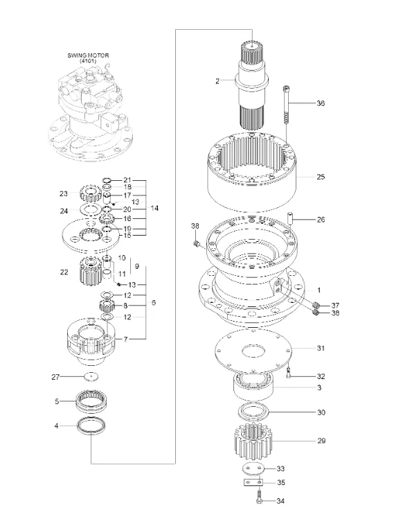 Redukcja obrotu 31QB-10141 31QB10141 Pasuje do Hyundai R480LC-9 R520LC-9