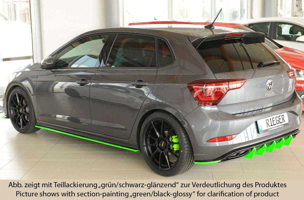 Progi boczne Rieger VW Polo GTI AW 2017+ - Wysoki połysk czarny